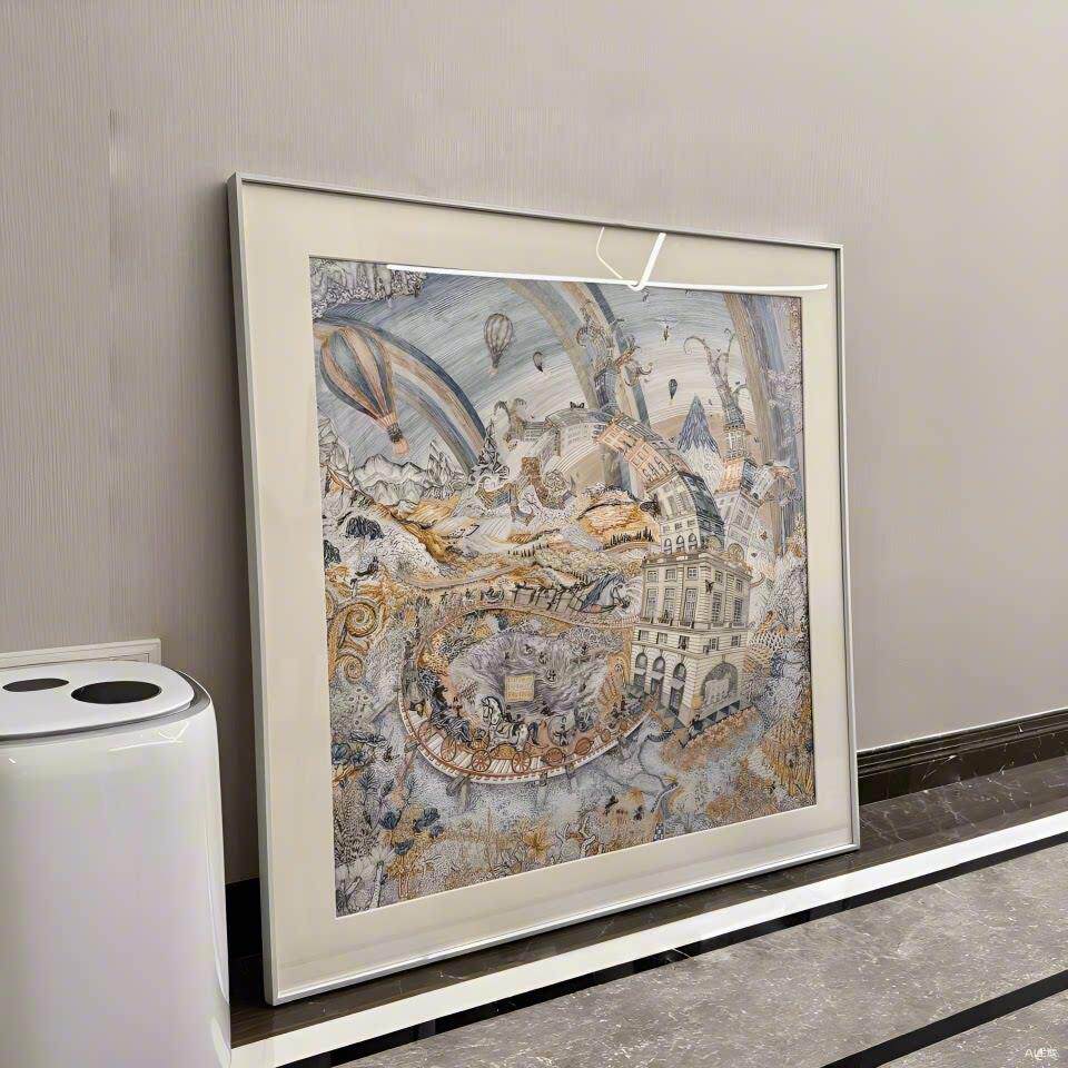 diy无失真磁吸裱框丝巾装裱轻奢风格围巾画框定制相框挂墙丝巾画