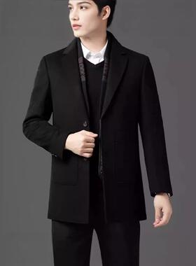 秋冬双胆面大衣男中长款Y6805-Y6外套可呢脱卸羽绒风内休闲商务羊