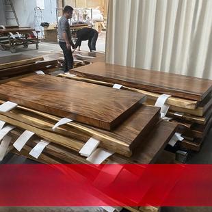 胡桃木实木原木大板茶桌茶台办公书桌整块茶板工作台奥坎黑檀2米
