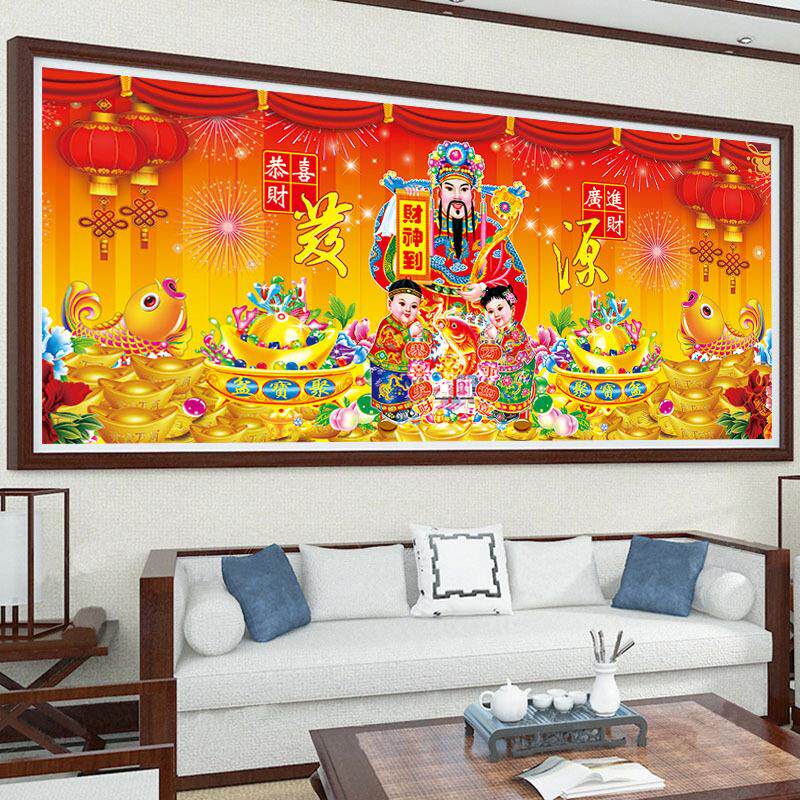 5D钻石画满钻生意兴隆财神爷点贴钻十字绣财源广进砖石秀新款客厅