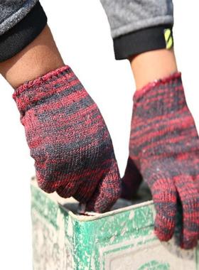 棉线手套棉纱手套劳保耐磨CPZ工作厚加厚色红薄花加款手套工白地