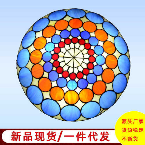 代发新款卧室天花灯彩色玻璃手工艺术灯儿童房玄关过道吸顶灯