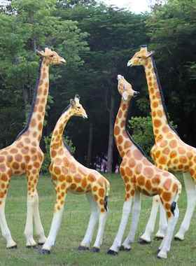 仿真长鹿塑公园物林景颈观幼儿园户雕外SAV装饰玻璃钢动模型落地