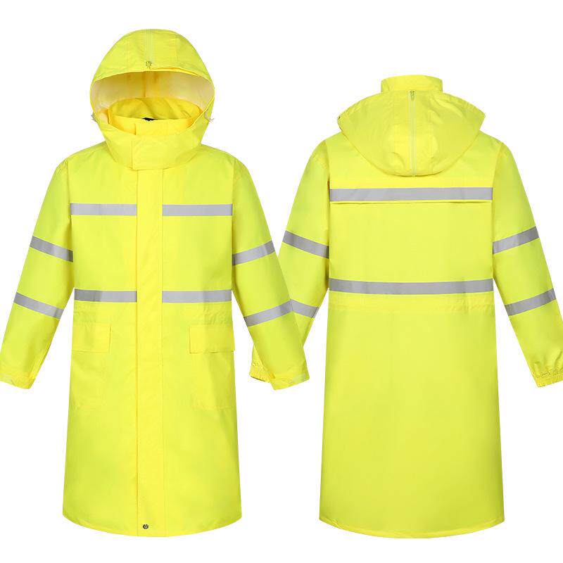 保洁雨衣环卫劳保徒步雨衣雨披户外橘红批发加厚反光防水双层厂家