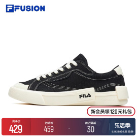 FILA FUSION斐乐POP潮牌帆布鞋女鞋运动鞋休闲板鞋男鞋黑色