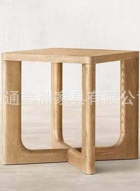 美式RH橡木板木结合材质茶几角几电视柜