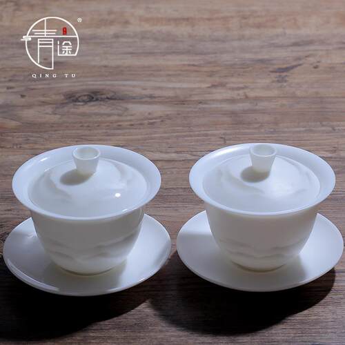 素烧磨砂亚光小号薄胎盖碗茶楼茶厂120毫升泡好茶碗茶具茶艺定制