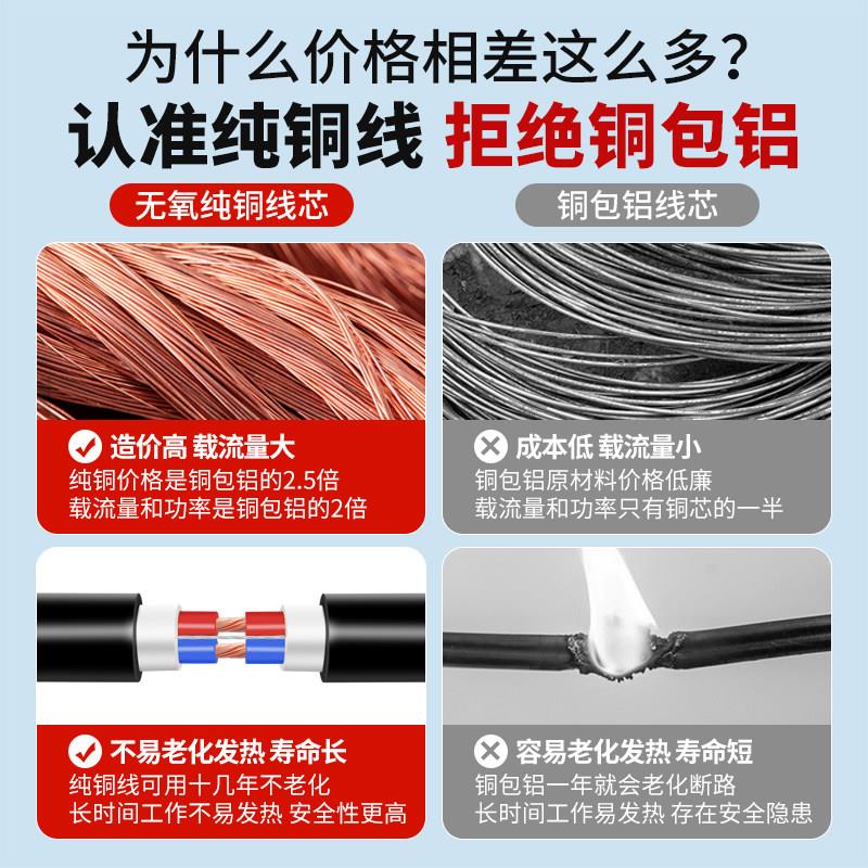 纯铜电缆线户外电源线2芯电线软线家用电线插头带线2.5平方护套线