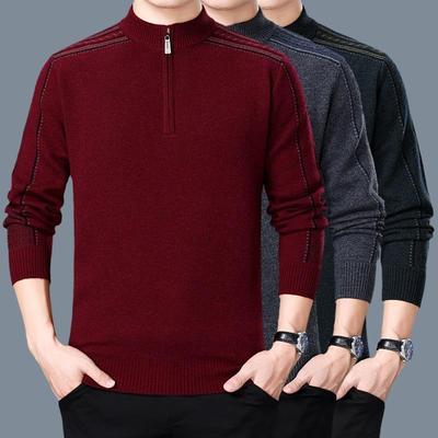 品牌中男毛衣冬新款羊毛909-T衫拉链半高领年加男装士保暖针厚织