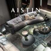 Baex简t现代极意大利磨砂科技布大户型客厅异排形AL 63893转角直