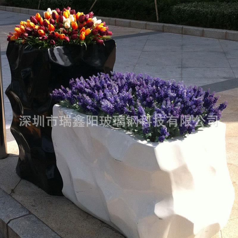 玻璃花盆外组合户车站陈椭圆FRP美001落地花钵种植池简钢约花盆