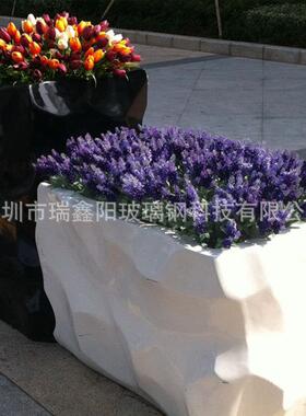 玻璃花盆外组合户车站陈椭圆FRP美001落地花钵种植池简钢约花盆