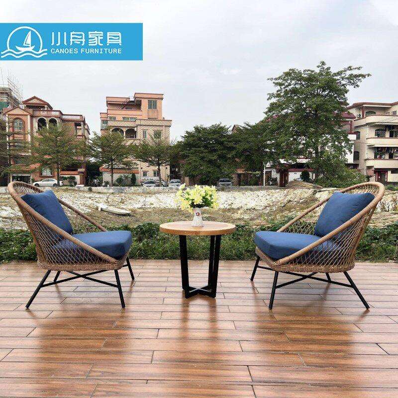户外藤椅三件套阳台小沙发客厅室外庭院民宿客栈休闲创意藤编组合