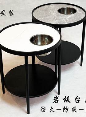麻将机麻将桌边几棋牌室茶楼专用加厚岩板茶几茶水架置物架烟灰缸