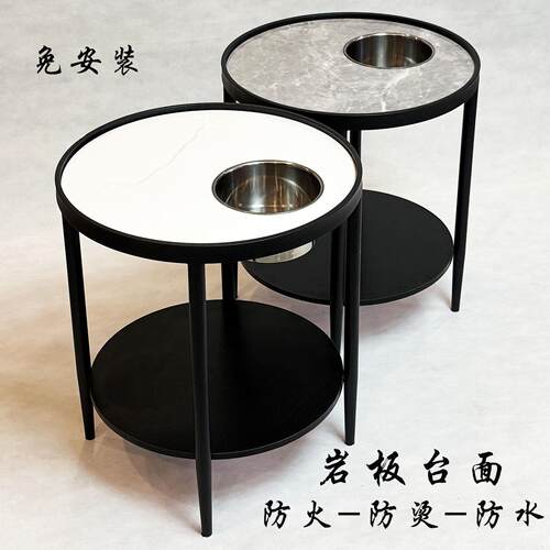 麻将机麻将桌边几棋牌室茶楼专用加厚岩板茶几茶水架置物架烟灰缸