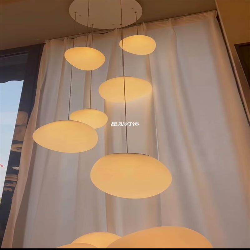 丹麦创意鹅卵石吊灯loft公寓挑空客厅复式旋转楼梯卧室餐厅吧台灯