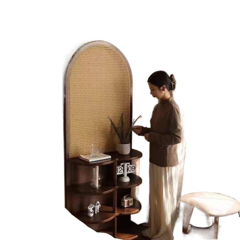 Rtd藤编隔断展示屏风入户玄关正对门墙转角柜复古法中式收纳置物