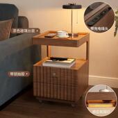 物 002边几型简约中式 实木多功能床头卧室带锁储款 小床头型柜klh