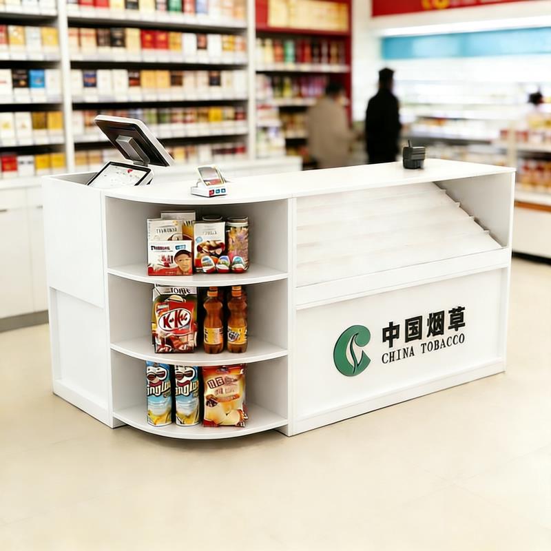 烟柜收银台一体中国香烟草专卖玻璃展示柜超市便利店多功能柜转角