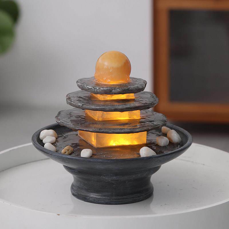 加湿石头滚球聚宝盆开业乔迁礼品办公室店面桌面风水招财流水摆件