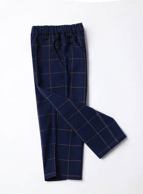 儿童西装长裤男童格子西裤夏季中大童黑色中裤背带裤小学生西服裤