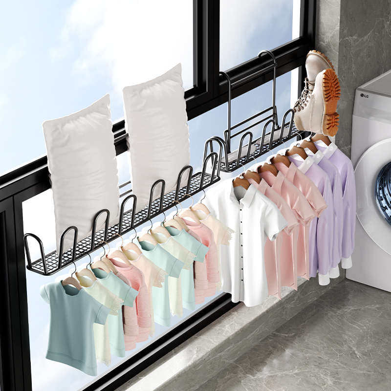 阳台晒鞋架窗外晾衣物架子防盗网窗户晾晒护栏置物室外挂式晾鞋架,收纳整理,多夹子晾衣架,淘宝优惠券,粉丝福利购,淘宝优惠卷