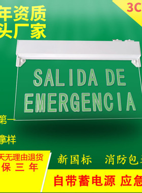 外贸款salida消防应急照明紧急疏散出口标志灯具应急二小时吊牌灯