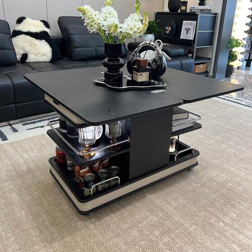 可移动茶几客厅升降家用边几沙发小户型边柜边几可折叠实木小推车