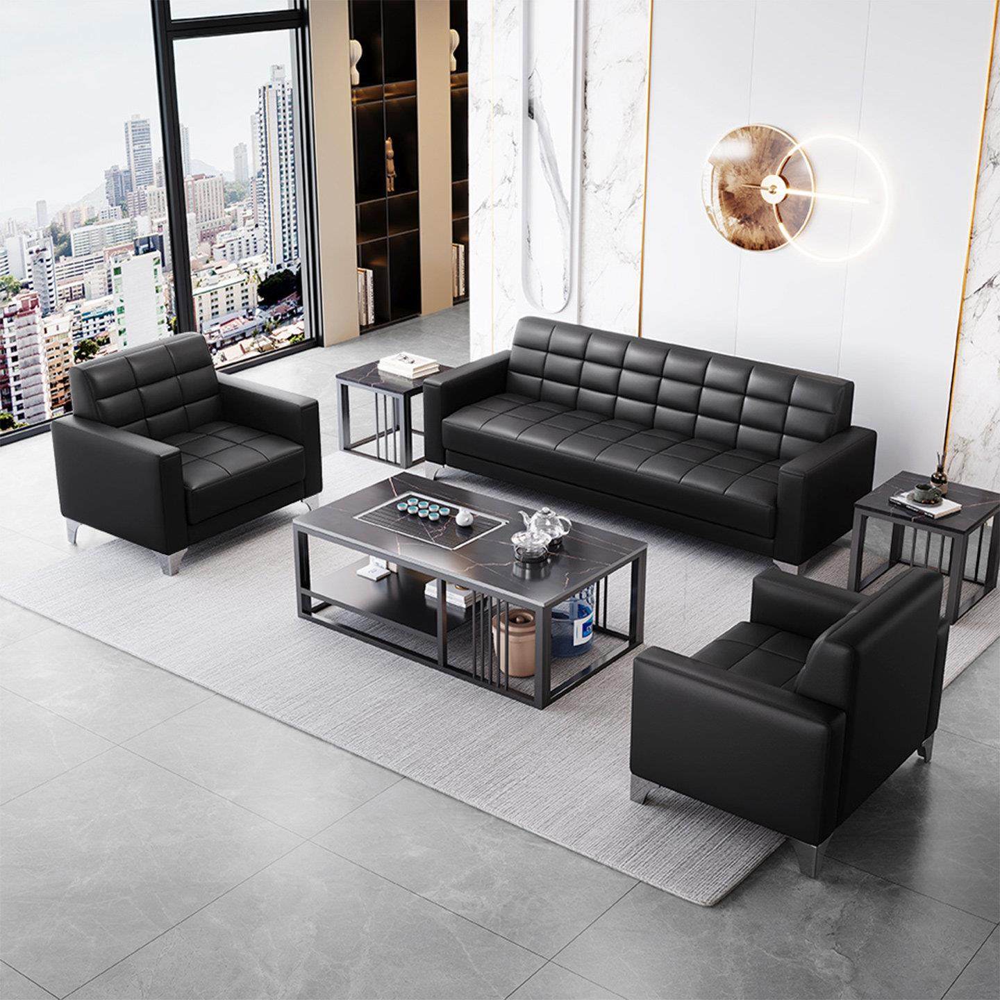 办公室沙发商务接待简约会客休息区洽谈三人位真皮茶几组合套装,商业/办公家具,沙发,淘宝优惠券,粉丝福利购,淘宝优惠卷