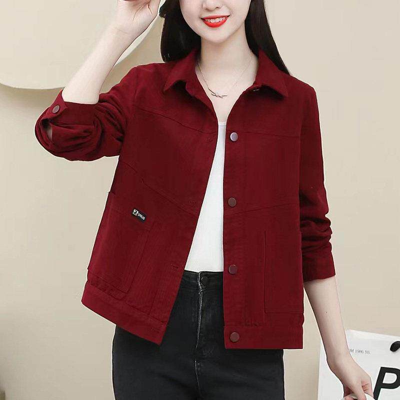 短款牛仔外套女春装新款修身型减龄休闲夹克 通勤风翻领上衣