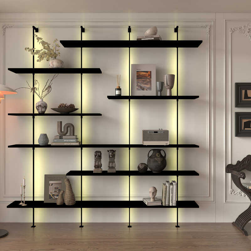 轻奢书架带灯隔断置物架客厅办公室鞋店展示架开放式陈列架货架木,文具电教/文化用品/商务用品,笔架,淘宝优惠券,粉丝福利购,淘宝优惠卷