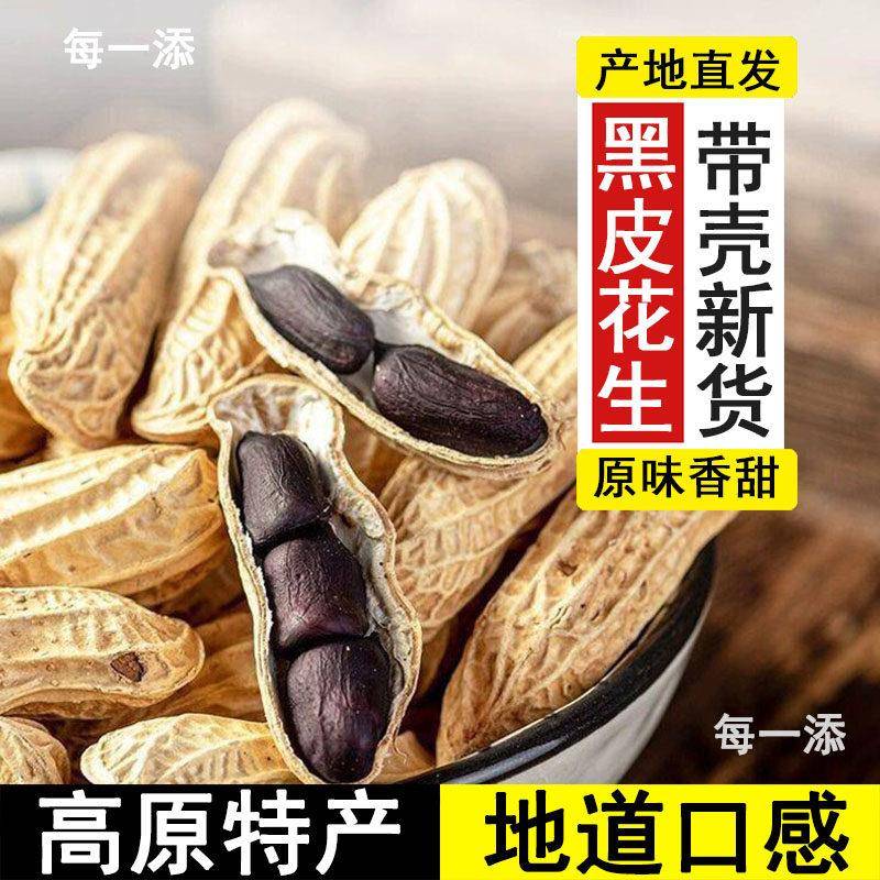 2025云南黑花生带壳富硒黑花生新鲜晒干熟黑皮花生米新货坚果特产
