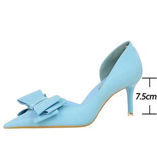 Kitten Shoes Leather Stiletto 7.5 Bowknot Heels