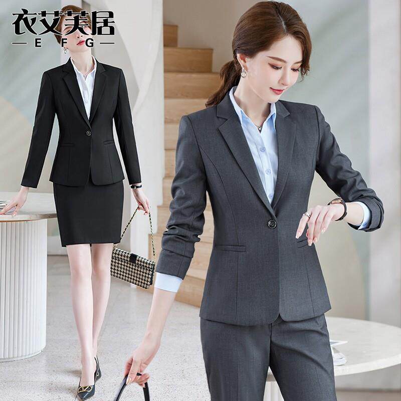 灰色小西装外套女士秋冬季样品屋展示中心正装工作服上衣气质经理