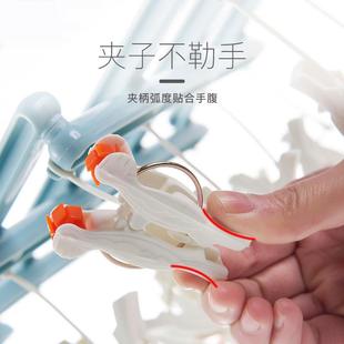 创意滚轮多夹子晾衣架家用多功能可折叠伸缩收晾衣夹多头夹晒袜架