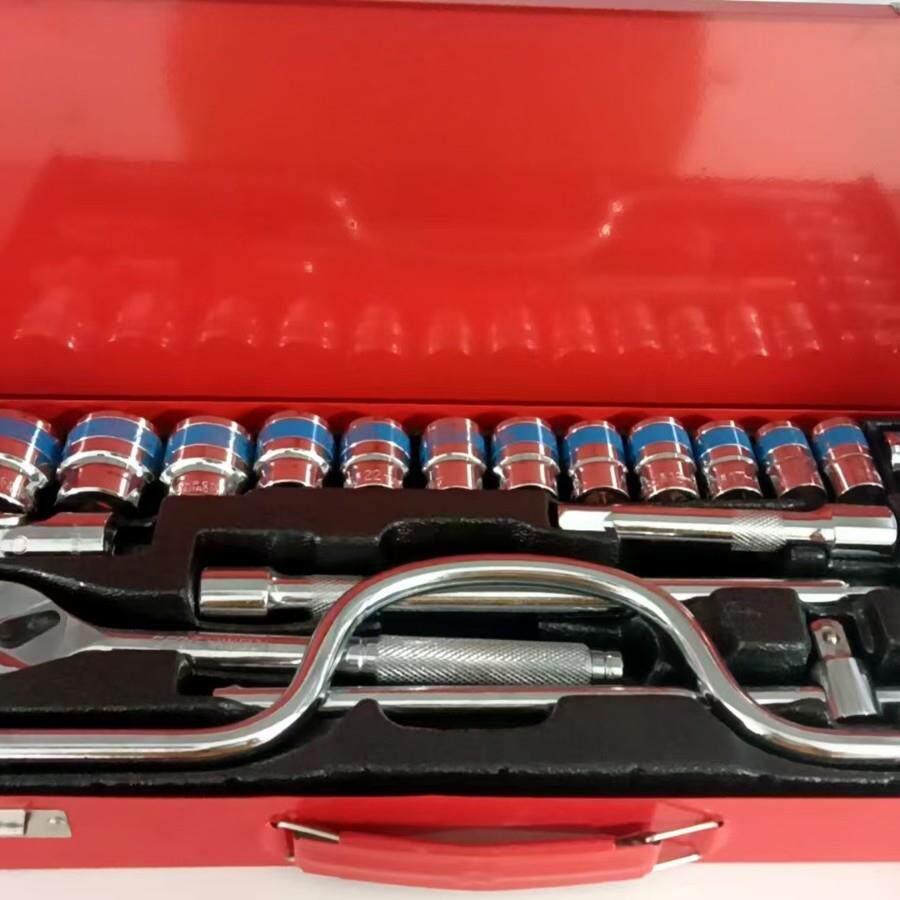 红铁盒2件套套4组0长套筒扳套手 汽修五金工具4修晋拓车装摇杆弯