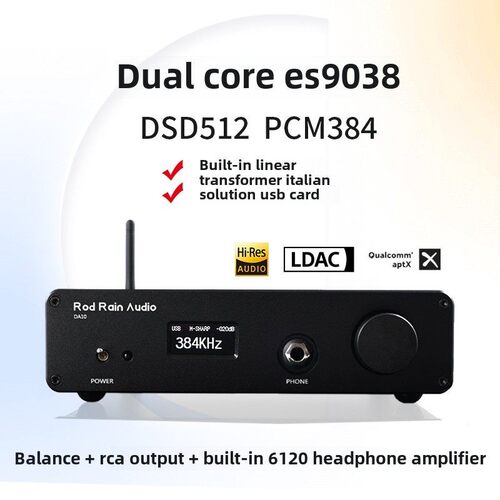 罗德雨DA10 PRO双核心ES9038 DSD512 蓝牙5.4 解码器 DAC 耳放