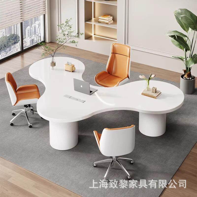 办公桌北欧极简设计师创意简约办公室异形实木电脑桌公寓轻奢书桌