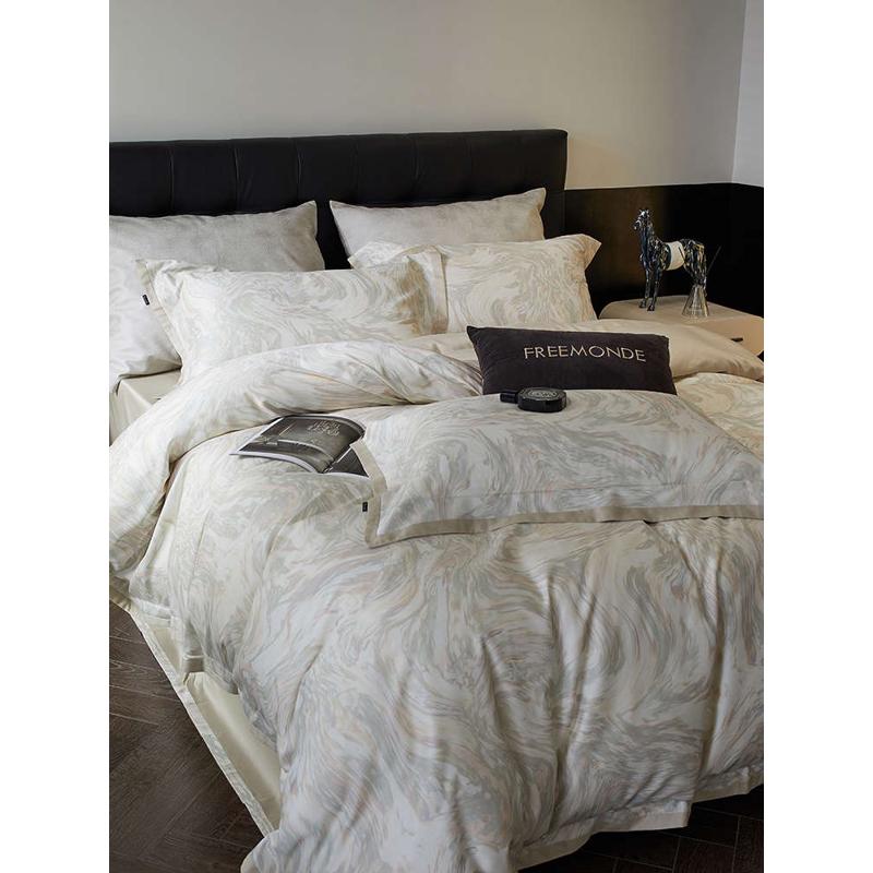 秋冬高奢美式100支天丝棉加厚磨毛四件套印花被套保暖床上用品