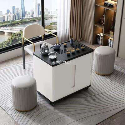 移动茶桌边柜家用BBP阳台小茶型旋转茶车客厅沙发边台几茶茶轻奢