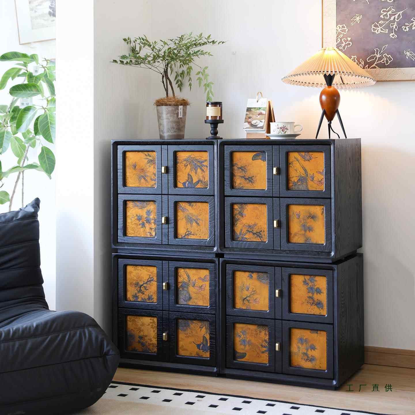 实木卡门柜中古风斗柜客厅电视柜靠墙柜装饰柜卧室边柜