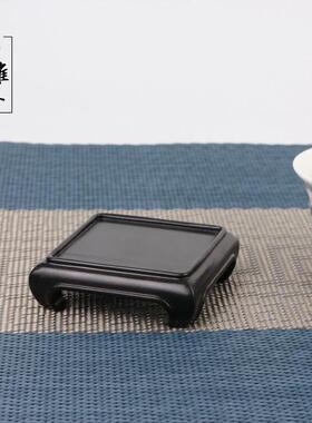 紫光檀实木正方形印章微型盆景底座茶具茶杯垫工艺品文玩核雕木托