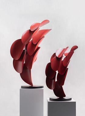 抽金关属艺M02123术叶子层叠件雕塑家居软装台面样板间象售摆楼处