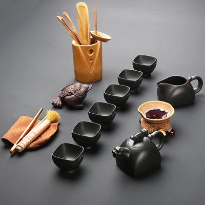 新款夫鼎器 陶具瓷砂功茶套装 整套家用汝窑冰裂茶壶茶道紫茶艺手
