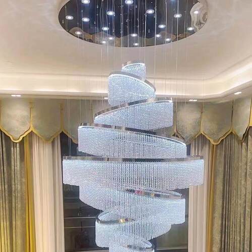 复式楼大吊灯现代轻奢别墅创意客厅灯酒店大堂售楼部loft楼梯吊灯