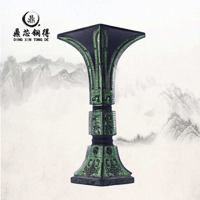 仿古花瓶天觚花插青铜器觚摆件工艺品礼品装饰品桌面酒器古玩婚庆