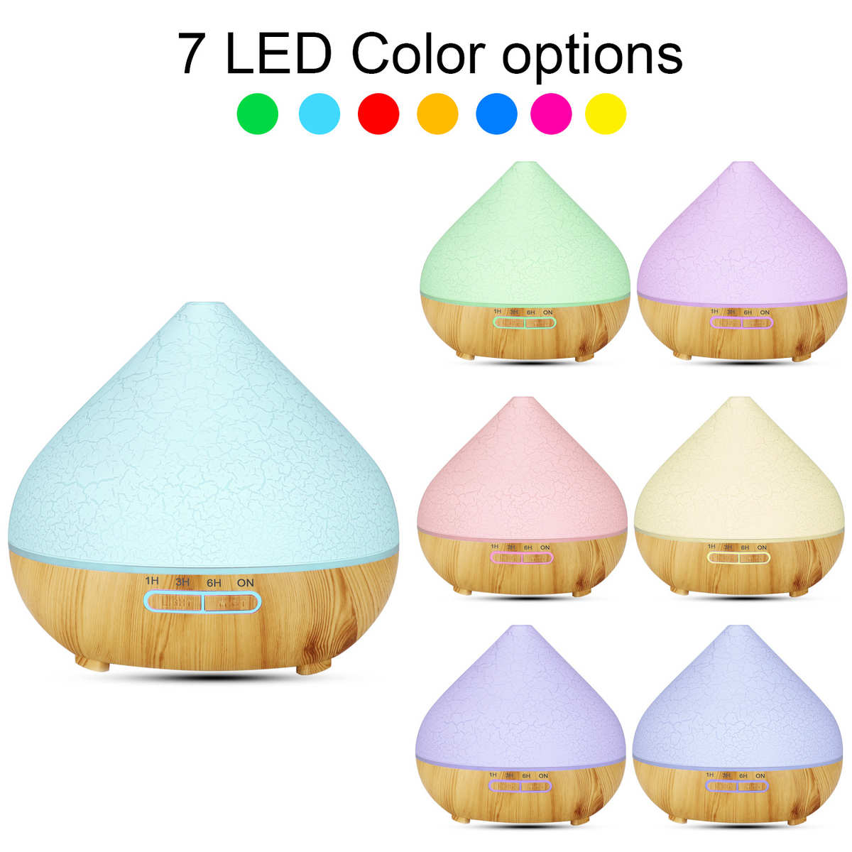 400ml 木纹香薰机裂纹火山加湿器 七彩扩香芳香器 AROMA DIFFUSER