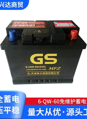 供应6-QW-60免维护GS蓄电池56093铅酸电瓶12v60ah蓄电池