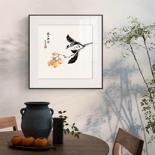 岁月静好 新中式禅意花鸟客厅装饰画中国风梅花壁画民宿书房挂画