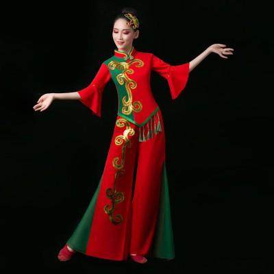 正品秧歌服女成蹈人新款2舞023中扇老年广场舞腰鼓舞子喜庆民族舞